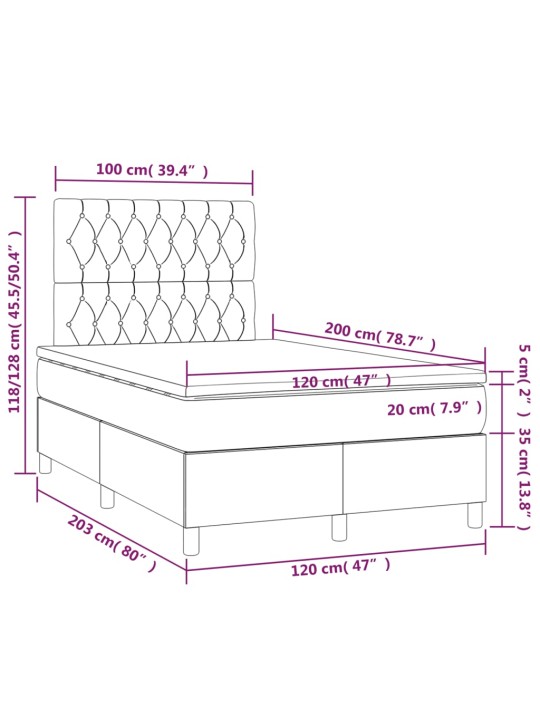 Box spring postel s matrací krémová 120x200 cm textil