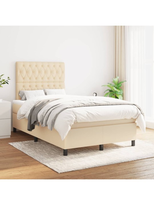 Box spring postel s matrací krémová 120x200 cm textil
