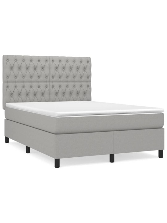 Box spring postel s matrací světle šedá 140 x 190 cm textil
