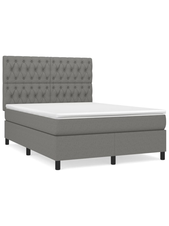 Box spring postel s matrací tmavě šedý 140 x 190 cm textil