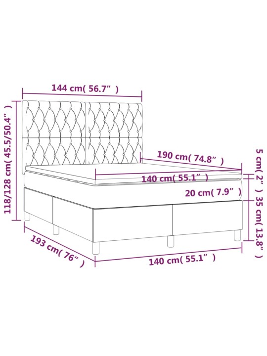 Box spring postel s matrací tmavě šedý 140 x 190 cm textil