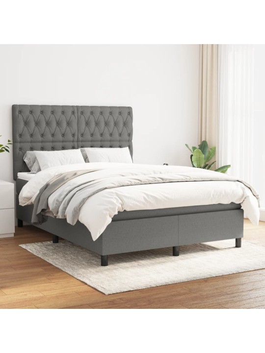 Box spring postel s matrací tmavě šedý 140 x 190 cm textil