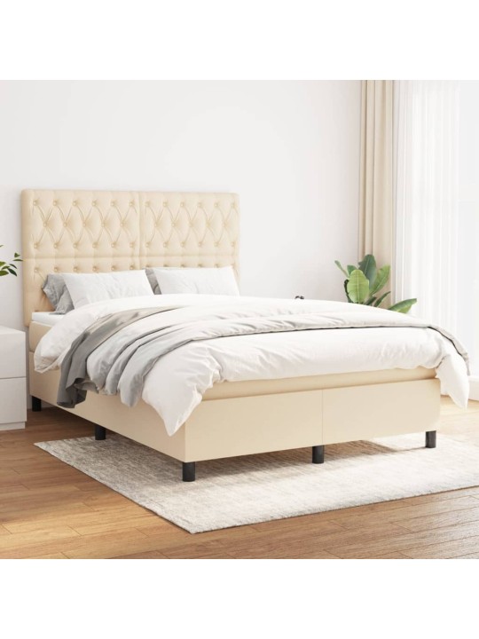 Box spring postel s matrací krémová 140x200 cm textil