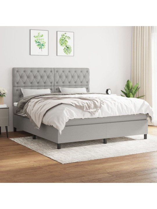 Box spring postel s matrací světle šedá 160 x 200 cm textil