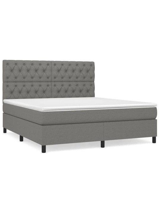 Box spring postel s matrací tmavě šedá 160x200 cm textil