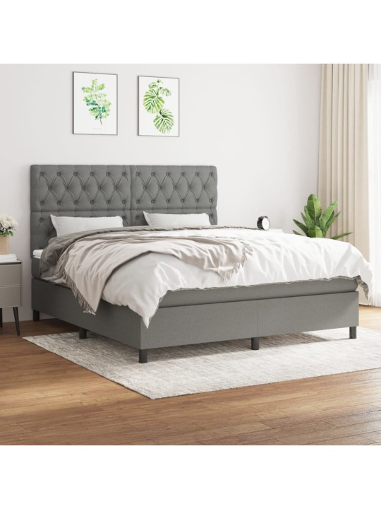 Box spring postel s matrací tmavě šedá 160x200 cm textil