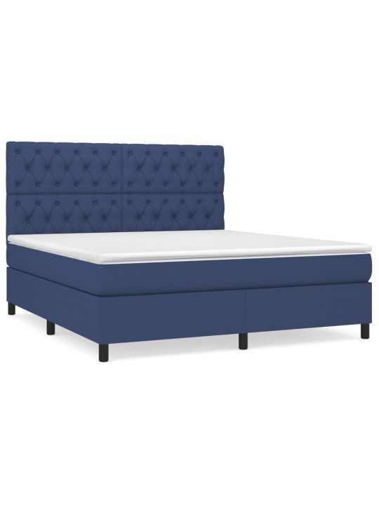 Box spring postel s matrací modrá 160x200 cm textil