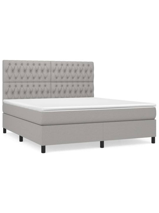 Box spring postel s matrací světle šedá 180 x 200 cm textil