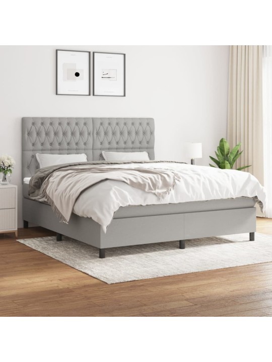 Box spring postel s matrací světle šedá 180 x 200 cm textil