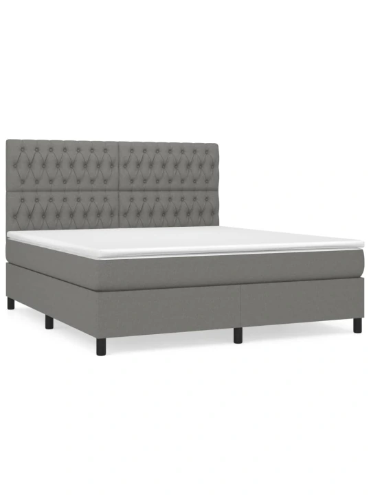 Box spring postel s matrací tmavě šedá 180x200 cm textil