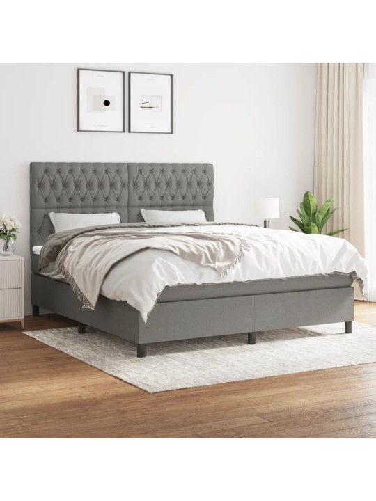 Box spring postel s matrací tmavě šedá 180x200 cm textil