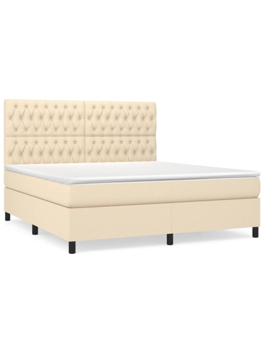 Box spring postel s matrací krémová 180x200 cm textil