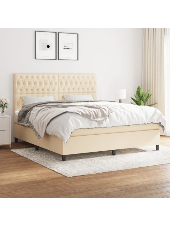 Box spring postel s matrací krémová 180x200 cm textil