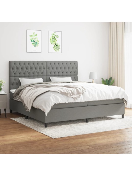 Box spring postel s matrací tmavě šedá 200x200 cm textil