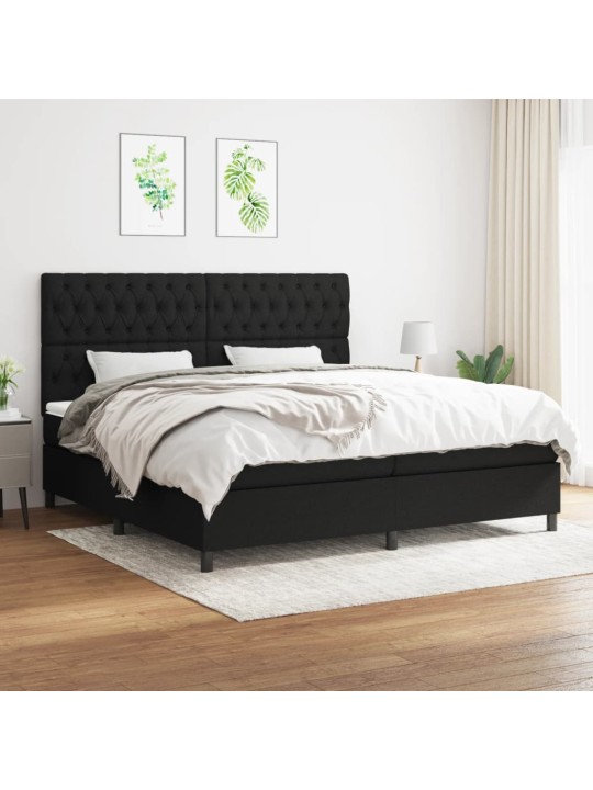 Box spring postel s matrací černá 200x200 cm textil