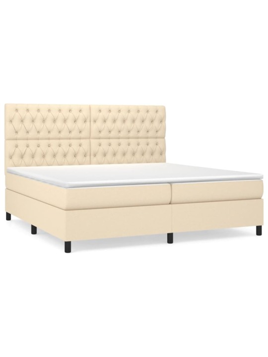 Box spring postel s matrací krémová 200x200 cm textil