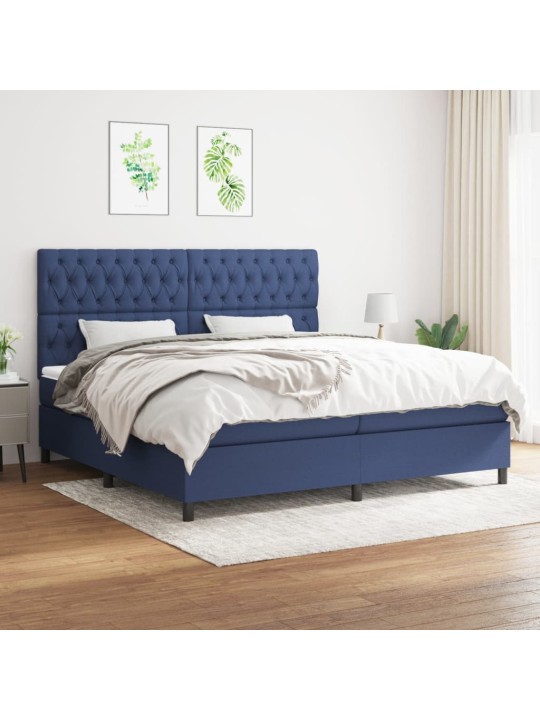 Box spring postel s matrací modrá 200x200 cm textil