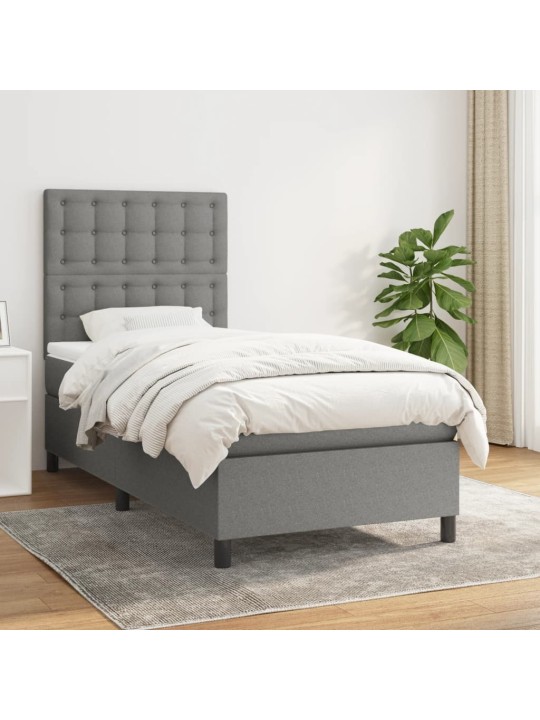 Box spring postel s matrací tmavě šedá 80 x 200 cm textil