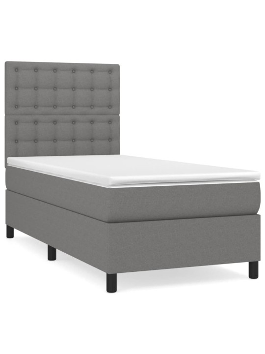 Box spring postel s matrací tmavě šedá 90x200 cm textil