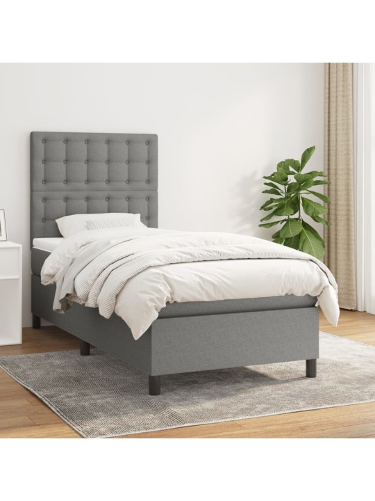 Box spring postel s matrací tmavě šedá 90x200 cm textil