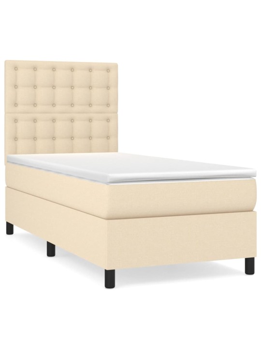 Box spring postel s matrací krémová 100 x 200 cm textil