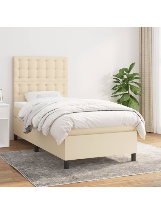 Box spring postel s matrací krémová 100 x 200 cm textil