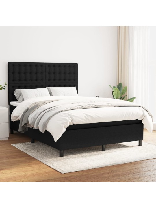 Box spring postel s matrací černá 140 x 190 cm textil