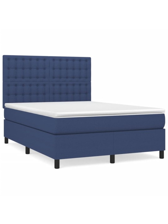 Box spring postel s matrací modrá 140x190 cm textil