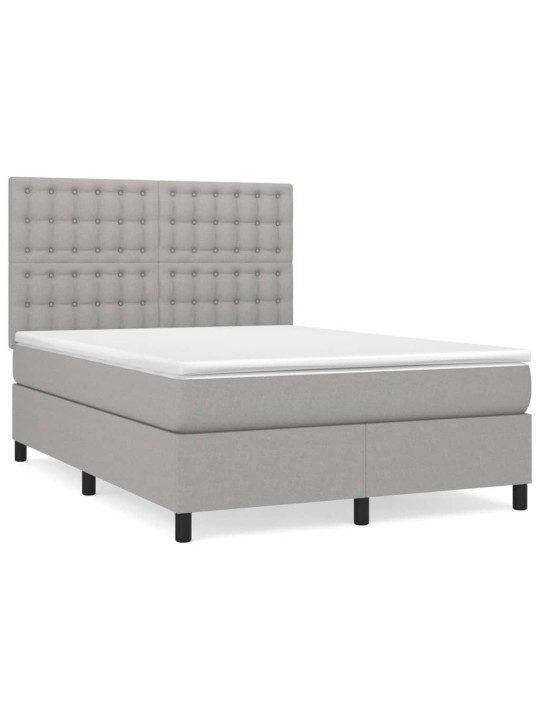 Box spring postel s matrací světle šedá 140 x 200 cm textil