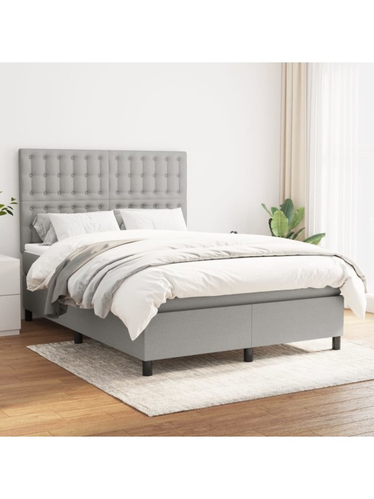 Box spring postel s matrací světle šedá 140 x 200 cm textil