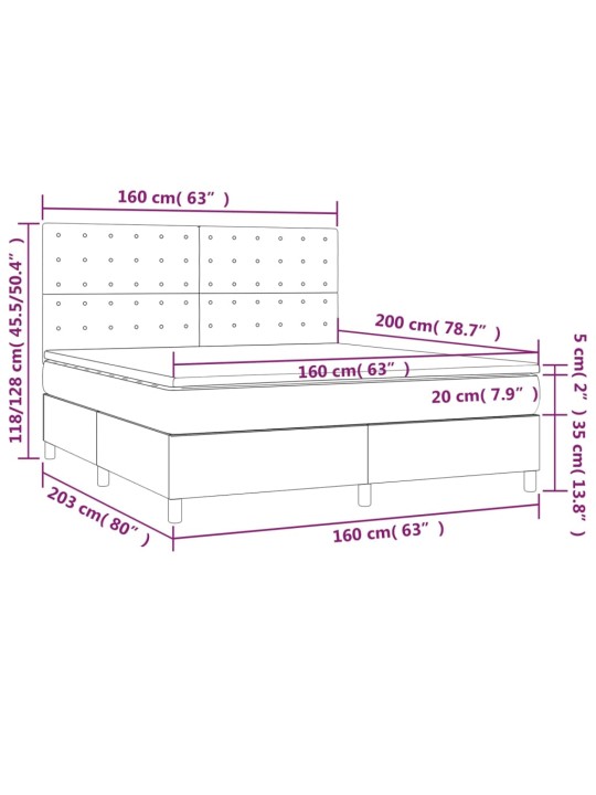 Box spring postel s matrací tmavě šedá 160x200 cm textil