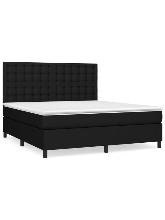 Box spring postel s matrací černá 160x200 cm textil