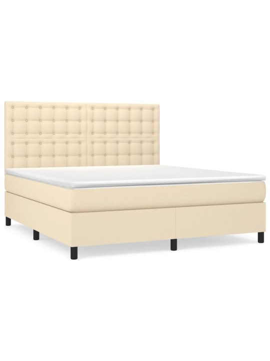 Box spring postel s matrací krémová 160x200 cm textil
