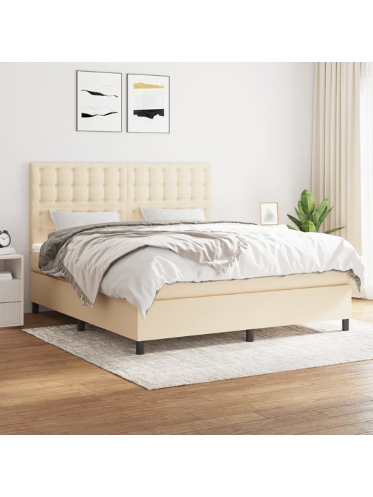 Box spring postel s matrací krémová 160x200 cm textil