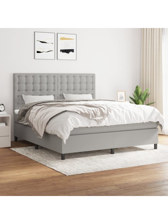 Box spring postel s matrací světle šedá 180 x 200 cm textil