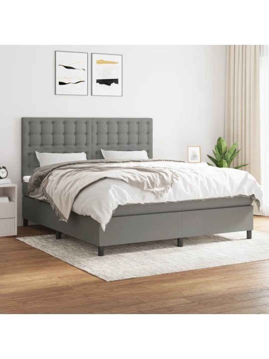 Box spring postel s matrací tmavě šedá 180x200 cm textil