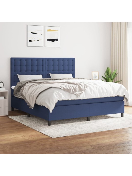 Box spring postel s matrací modrá 180x200 cm textil