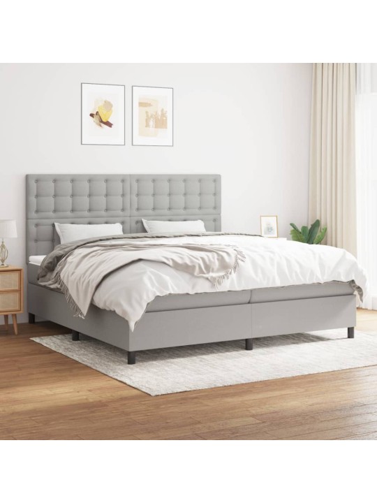 Box spring postel s matrací světle šedá 200 x 200 cm textil