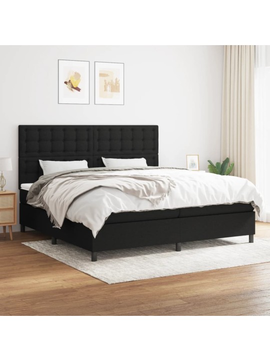 Box spring postel s matrací černá 200x200 cm textil