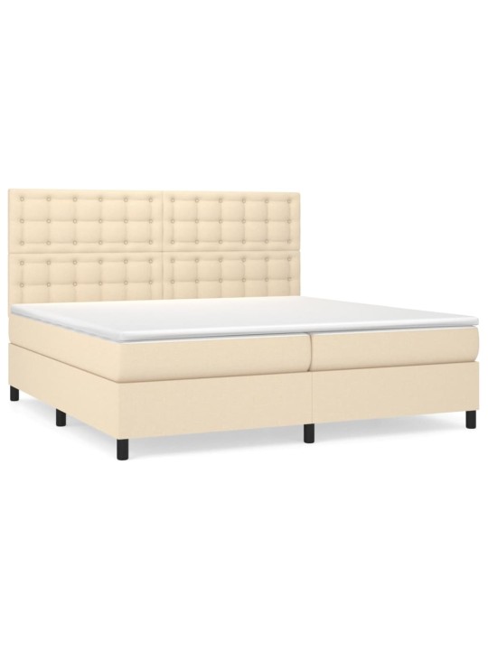 Box spring postel s matrací krémová 200x200 cm textil
