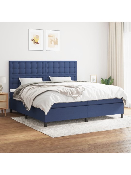 Box spring postel s matrací modrá 200x200 cm textil