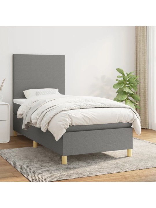 Box spring postel s matrací tmavě šedá 80 x 200 cm textil