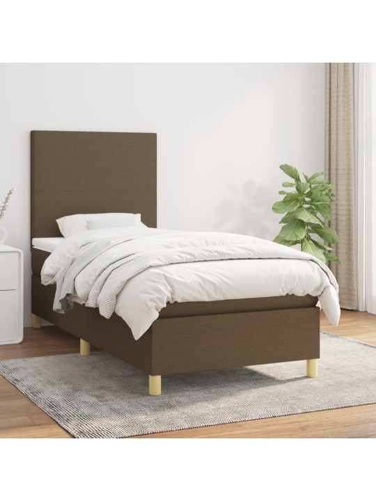 Box spring postel s matrací tmavě hnědá 80x200 cm textil