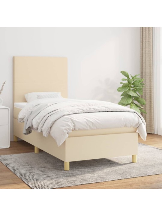 Box spring postel s matrací krémová 90x190 cm textil