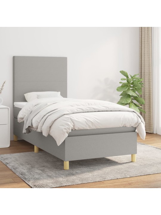 Box spring postel s matrací světle šedá 90x200 cm textil