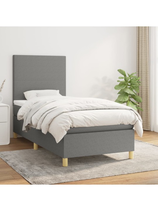 Box spring postel s matrací tmavě šedá 100 x 200 cm textil