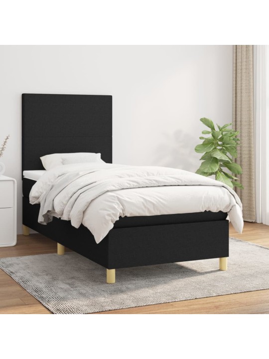 Box spring postel s matrací černá 100 x 200 cm textil
