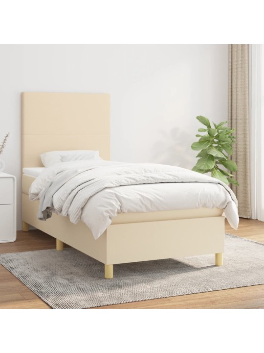 Box spring postel s matrací krémová 100 x 200 cm textil