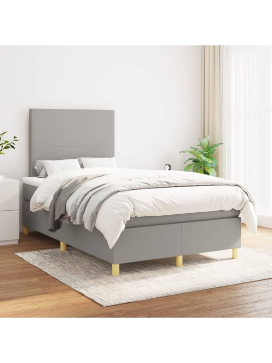 Box spring postel s matrací světle šedá 120 x 200 cm textil