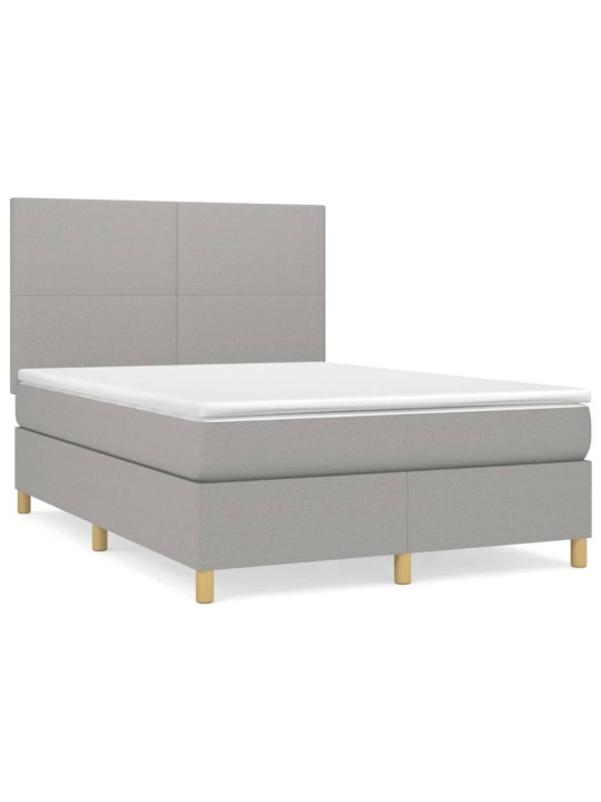 Box spring postel s matrací světle šedá 140 x 190 cm textil